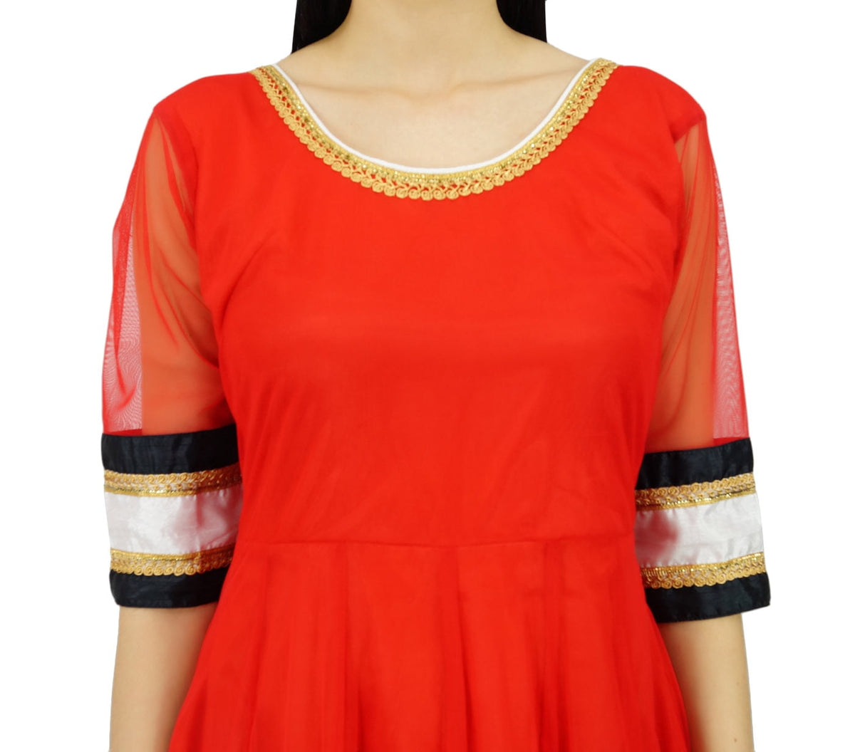 thumbnail image 6 of Atasi Womens Readymade Red Net Salwaar Kameez with Designer Dupatta, 6 of 7