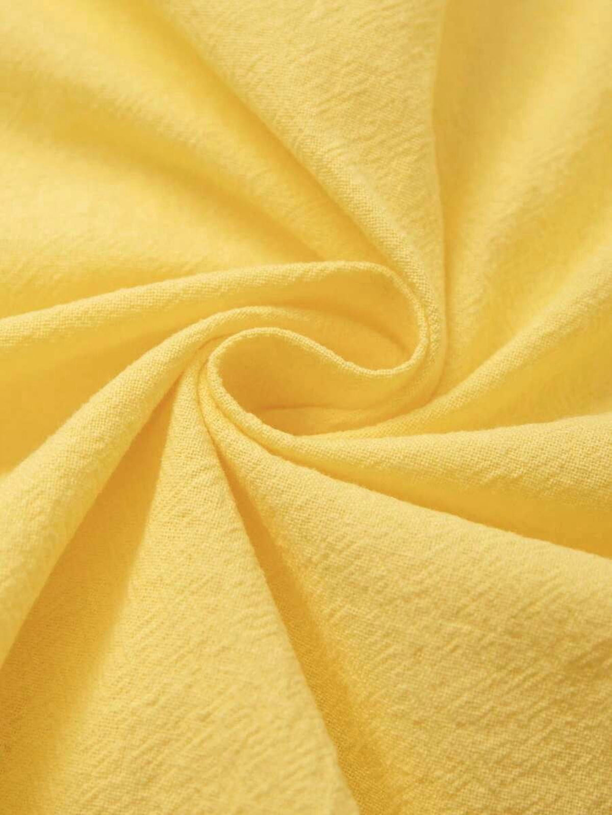 thumbnail image 7 of Women Light Yellow V-Neck Button Front Midi Dress With Bow Belt Petal, 7 of 7