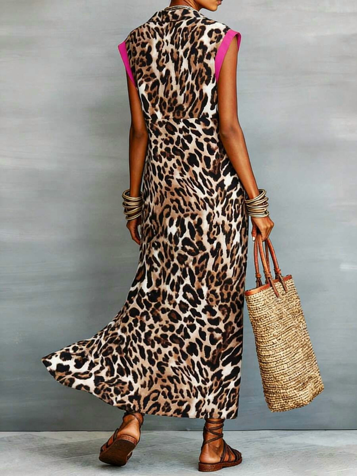 thumbnail image 6 of Dress With Pink Trim Sleeveless Maxi Dress, 6 of 27