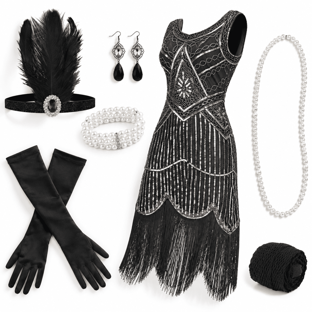 thumbnail image 1 of 1920s Flapper Dresses For Women Fringed Sequin, 1 of 6