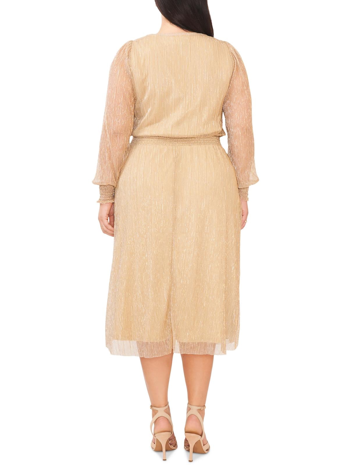 thumbnail image 2 of MSK Womens Plus Metallic Midi Cocktail and Party Dress, 2 of 2