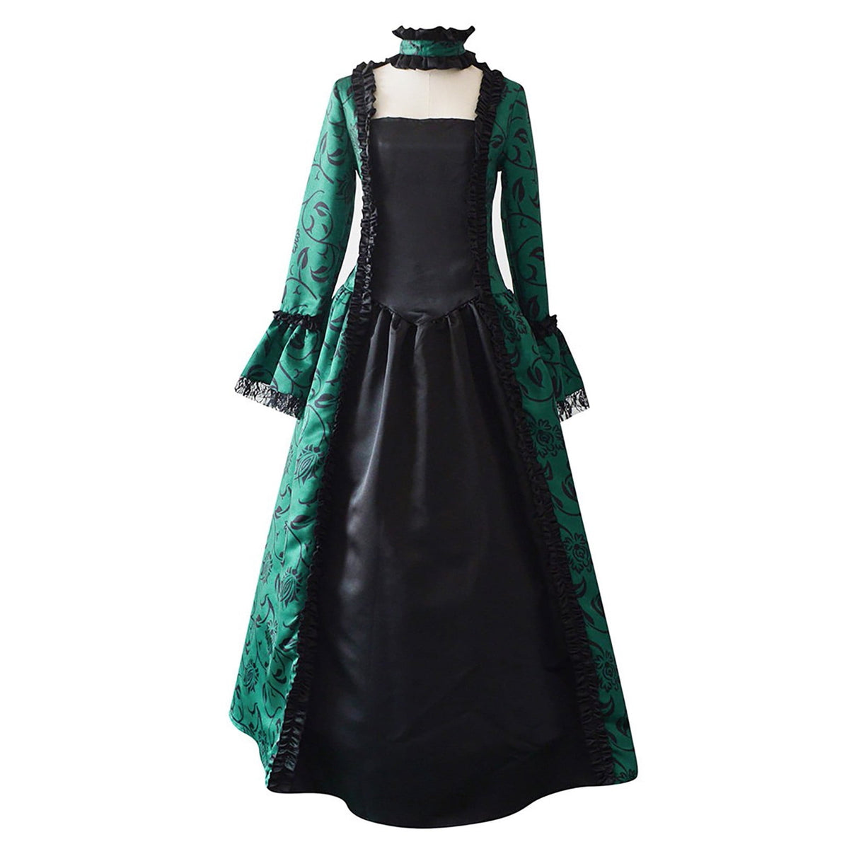 thumbnail image 6 of Sakmal Summer Dresses for Women Long Green Ball Gown Dresses Patchwork Long Sleeve Bell Sleeves Lace Gothic Plus Size Summer Dresses, 6 of 9