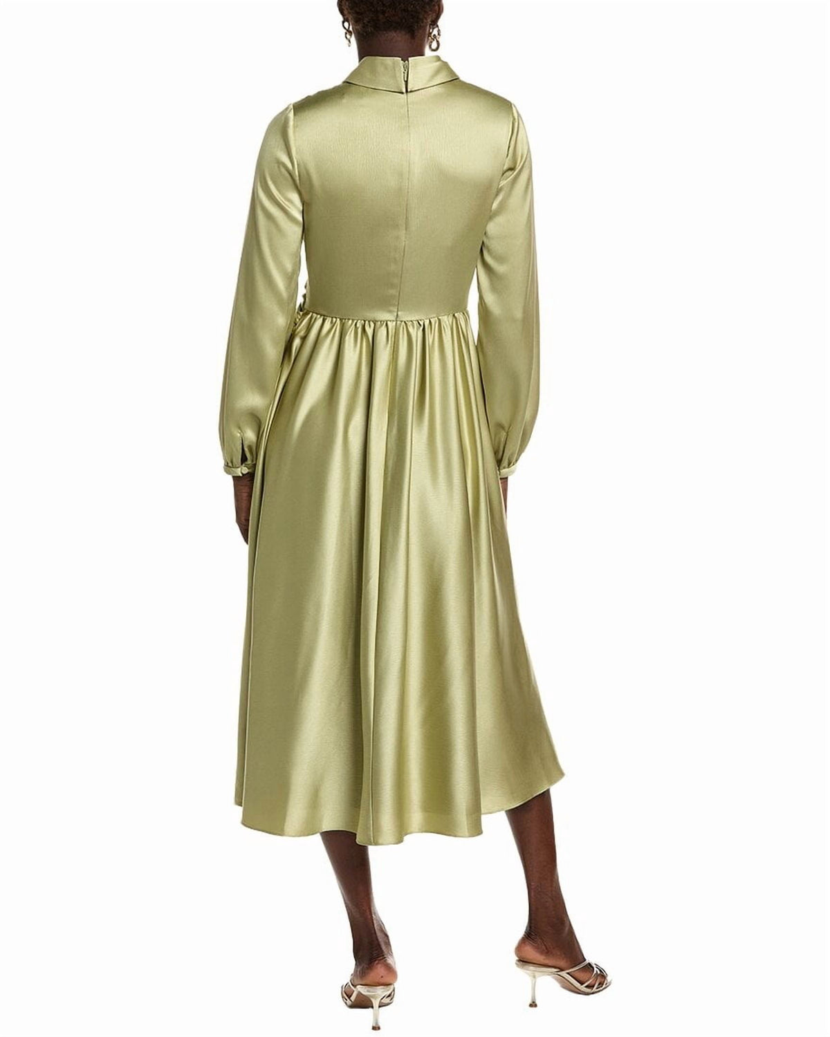 thumbnail image 2 of Badgley Mischka womens Wrap Full Skirt Day Dress, 6, Green, 2 of 4
