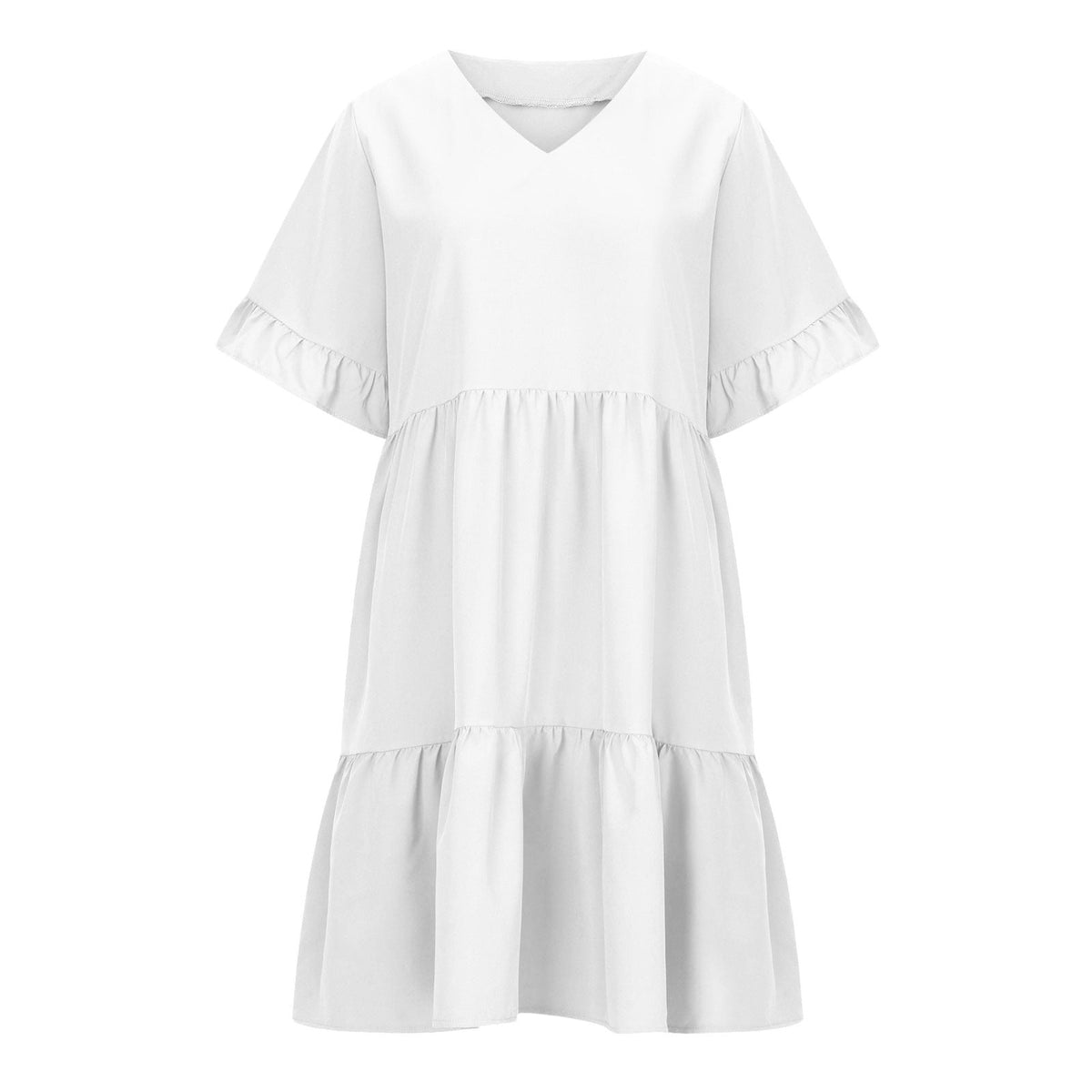 thumbnail image 4 of YAYUBA Cruise Dress Summer Women's V Neck Ruffled Pocket Short Sleeved Dress Beach Maxi Dress, 4 of 4