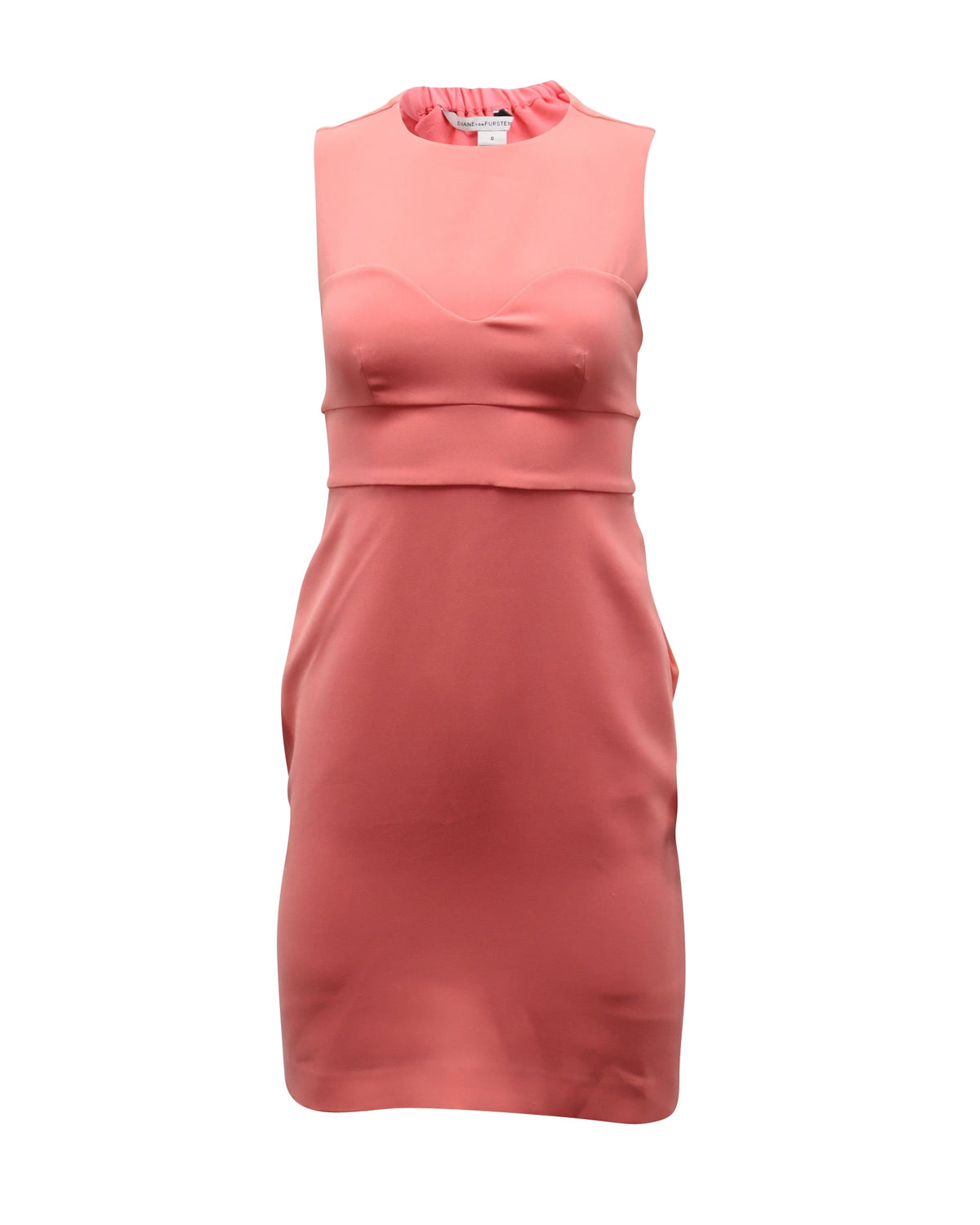 thumbnail image 1 of Pre-Owned Diane Von Furstenberg Colorblock Sleeveless Tamika Dress in Peach Triacetate, 1 of 4