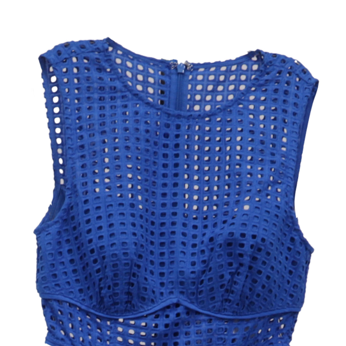 thumbnail image 2 of Pre-Owned Self-Portrait Cutout Broderie Anglaise Midi Dress in Blue Cotton, 2 of 6