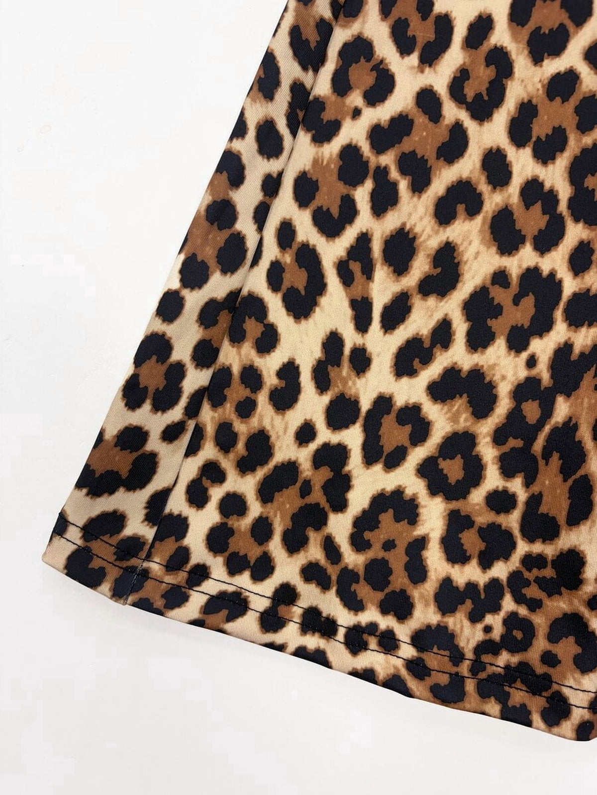 thumbnail image 5 of Multicolor Womens Sleeveless Leopard Print Mini Dress with Front Zipper, 5 of 6