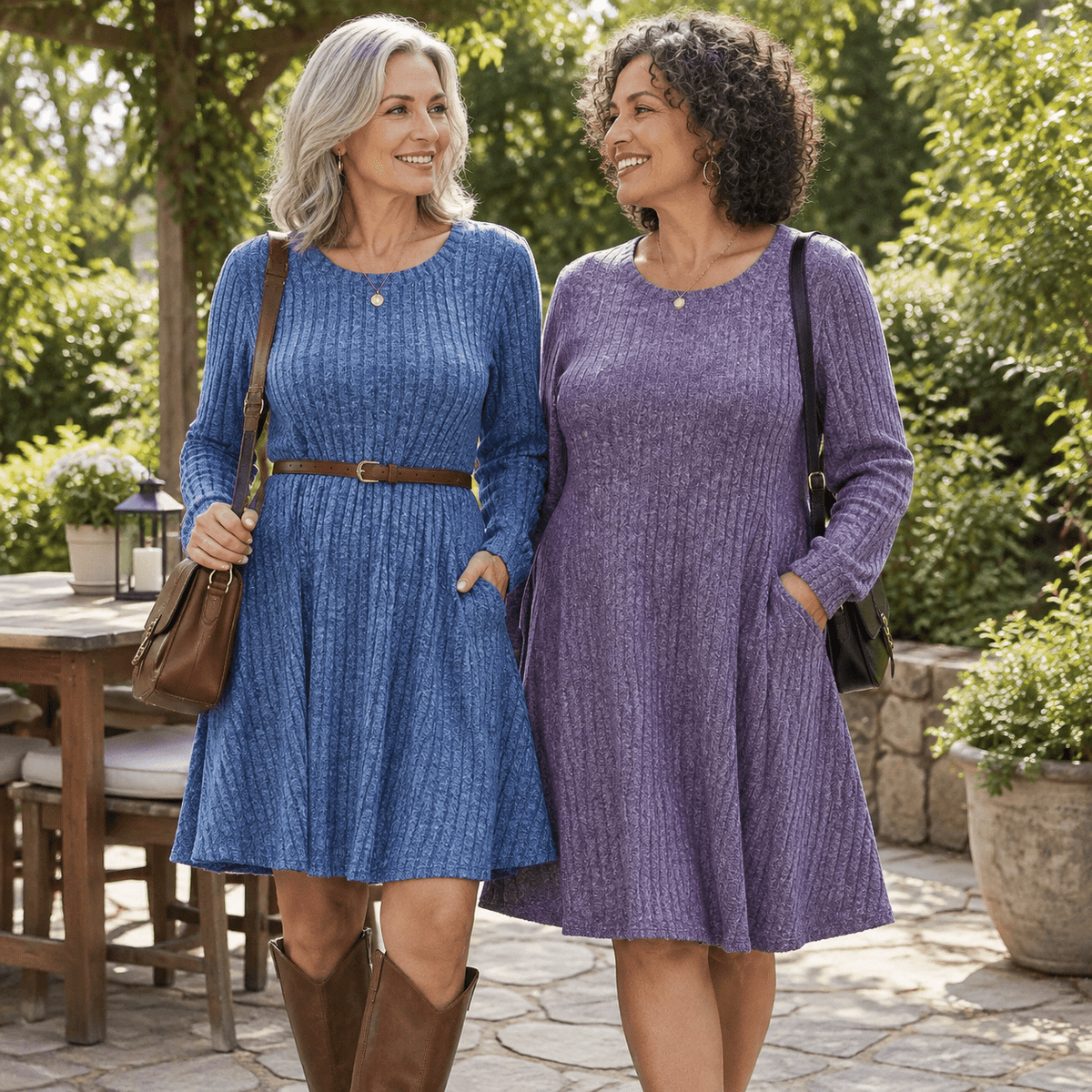 thumbnail image 6 of Plsize Crew Neck Long Sleeveer Dress Fall Winter Outfits, 6 of 6