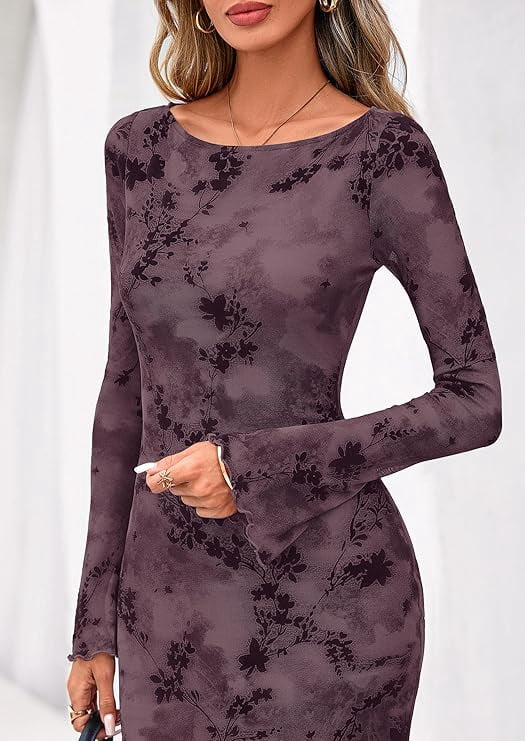 thumbnail image 7 of PRETTYGARDEN Women's Floral Bodycon Maxi Dress Spring Elegant Mesh Long Sleeve Formal Wedding Guest Cocktail Dresses, 7 of 7