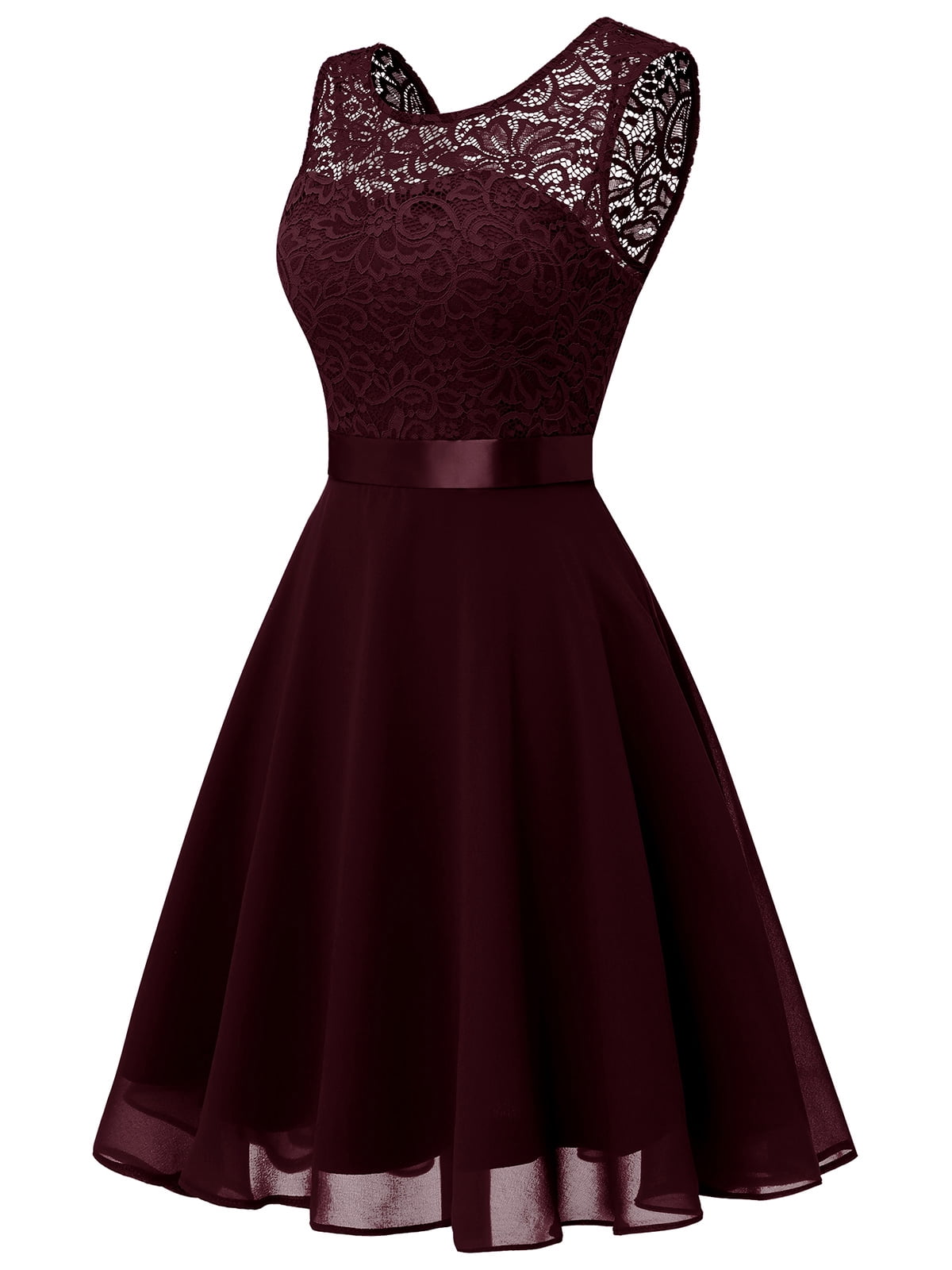 thumbnail image 6 of Dressystar Women Short Floral Lace Bridesmaid Dress Female Knee-Length Swing Party Dress, 6 of 10