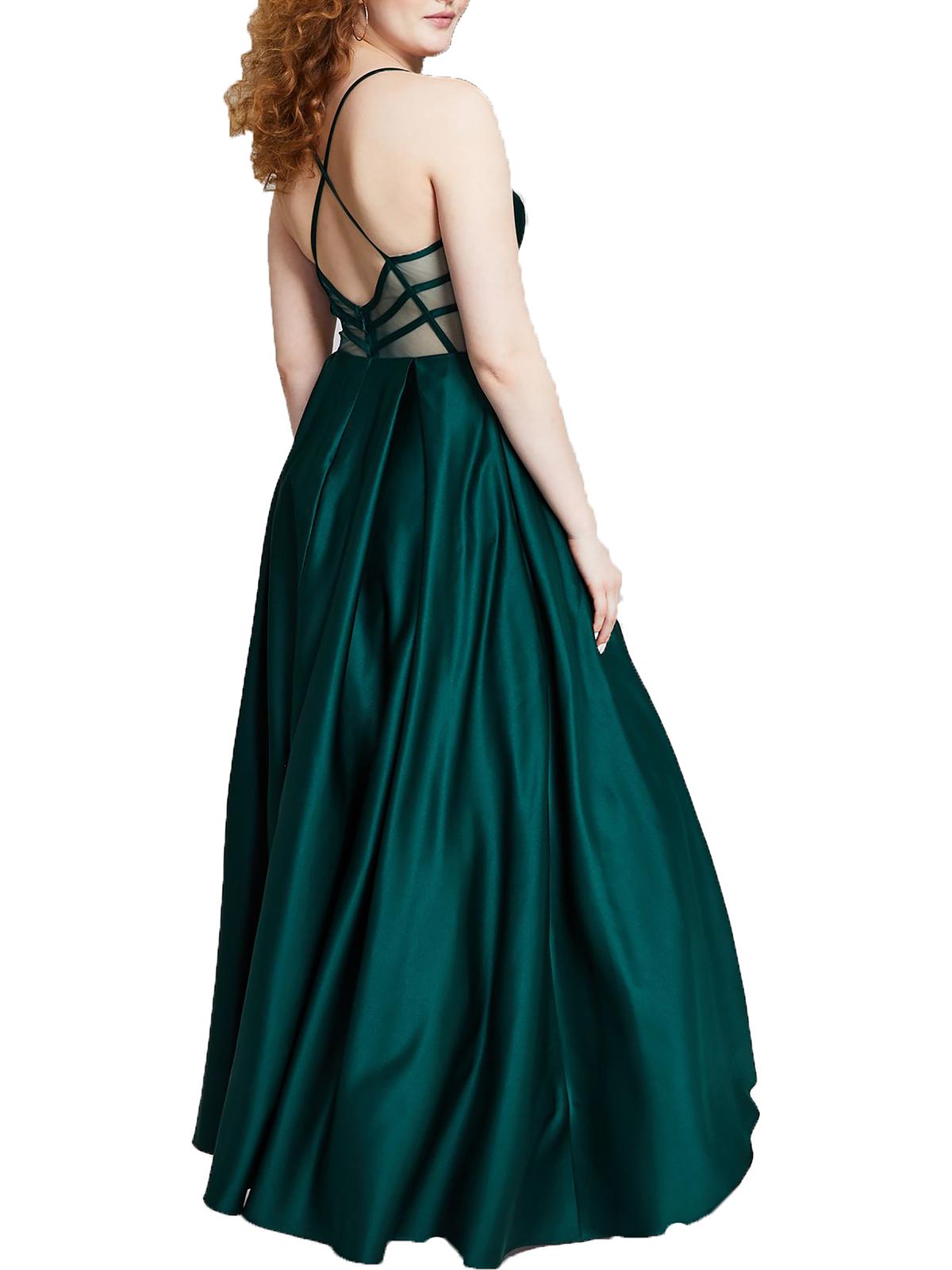 thumbnail image 3 of Blondie Nites Womens Juniors V-Neck Formal Evening Dress Hunter 0, 3 of 3