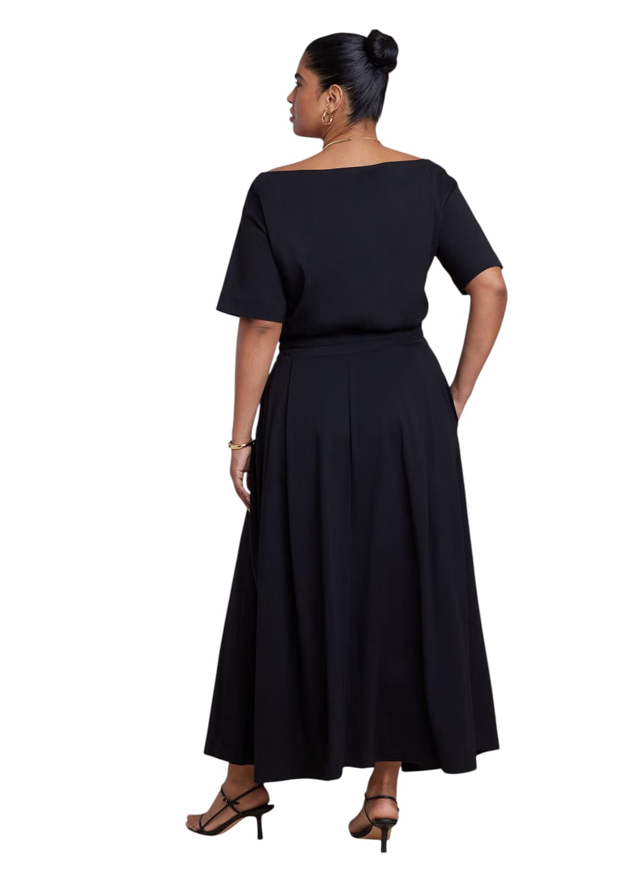 thumbnail image 2 of ELOQUII Women's Plus Size Asymmetrical Neck A-Line Dress, 2 of 5