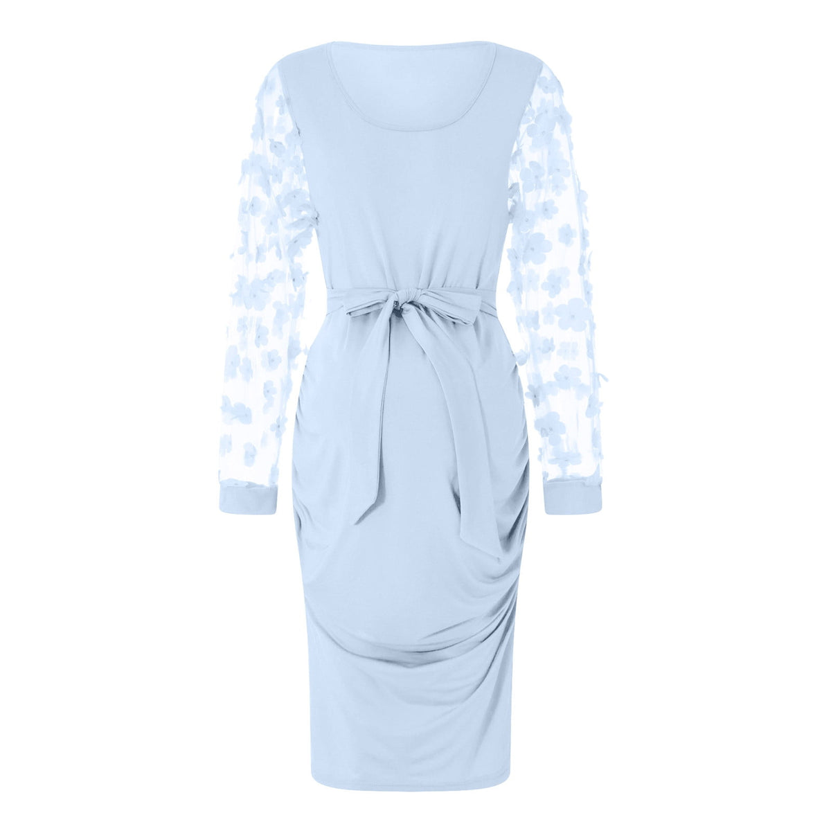 thumbnail image 6 of Lovskoo Pregnant Womens Maternity Dress Lace Round Neck Long Sleeve Solid Color Nursing Dress Light Blue, 6 of 7