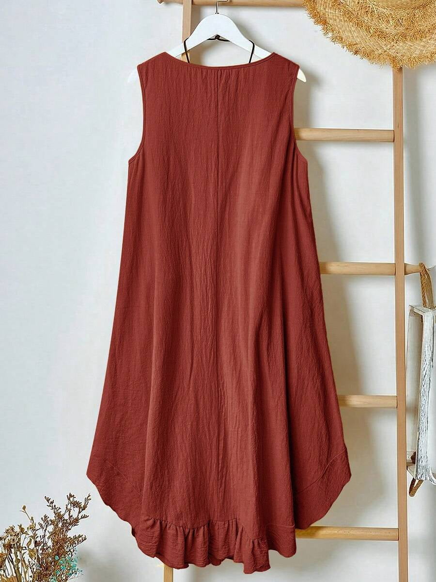 thumbnail image 2 of Womens Redwood Boho Sleeveless A-Line Midi Dress With Pockets, 2 of 9