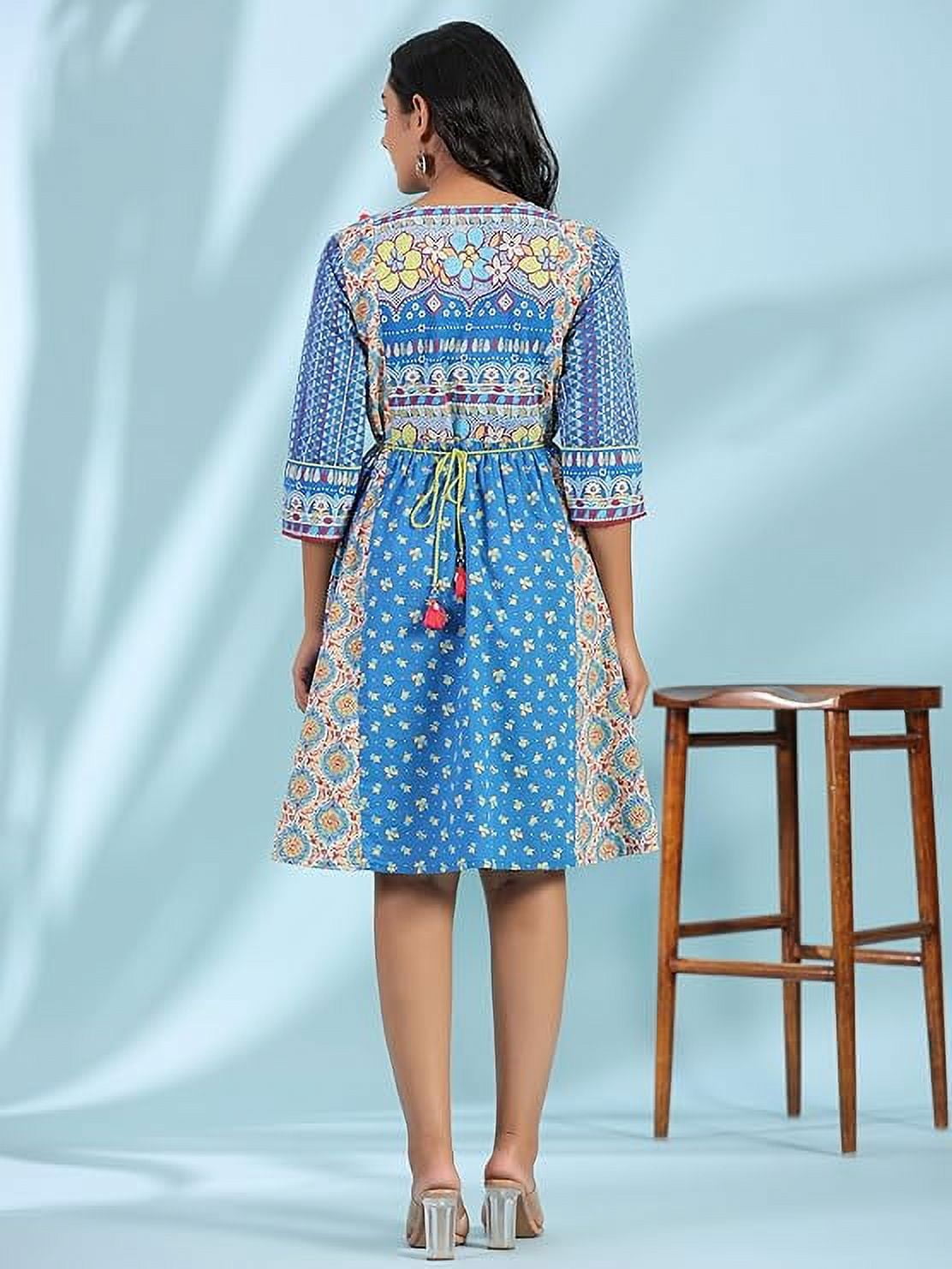 thumbnail image 4 of Juniper Blue Floral Printed Pure Cotton Dress, 4 of 5