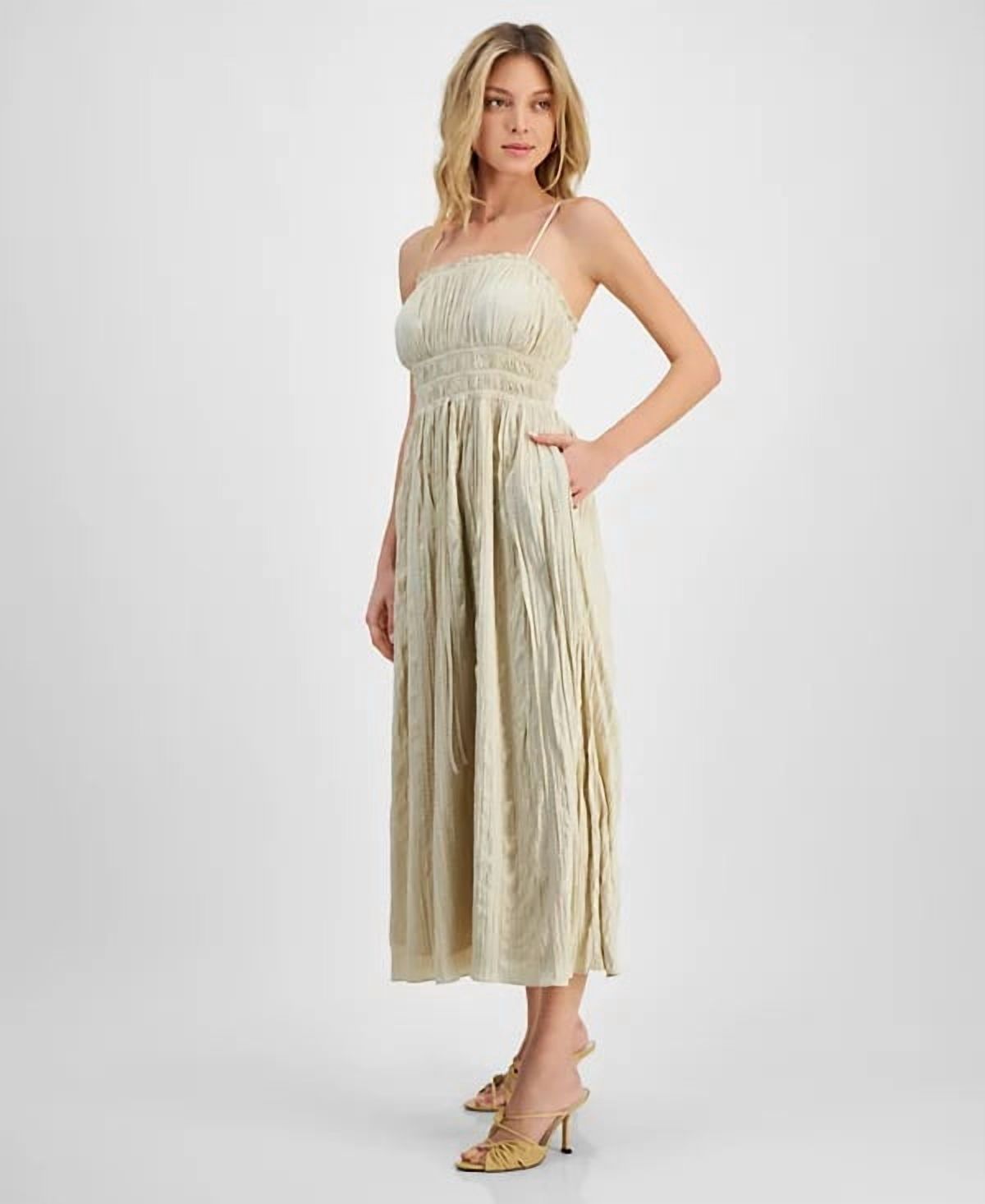 thumbnail image 2 of Lucy Paris STONE Women's Rosalie Smocked Midi Dress, US Large, 2 of 4