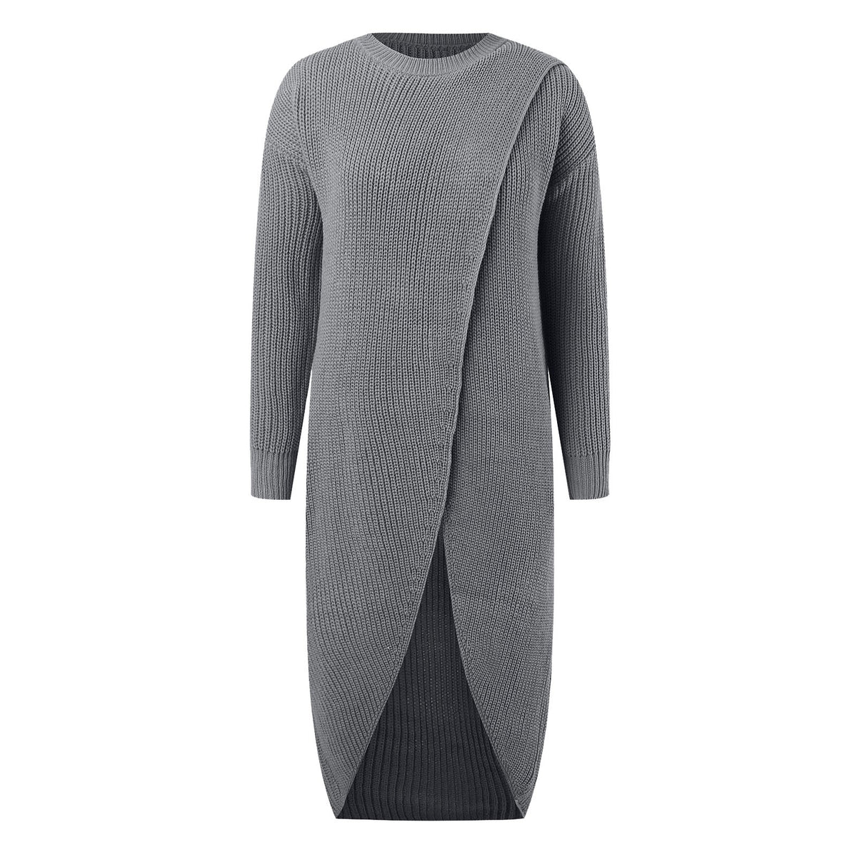 thumbnail image 5 of Women's Sweater Dress Knit Dress Dress Midi Dress Knitwear Warm Fashion Plain Outdoor Daily Going Out Crew Neck Long Sleeve Dress Midi Dresses Summer Tunic Dress Sleeveless Tunics Dress Long Sleeve, 5 of 6
