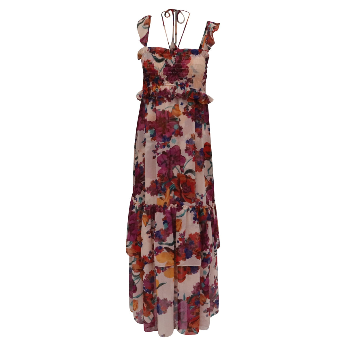thumbnail image 1 of Pre-Owned Misa Los Angeles Kiana Floral-Print Midi Dress in Multicolor Viscose, 1 of 6