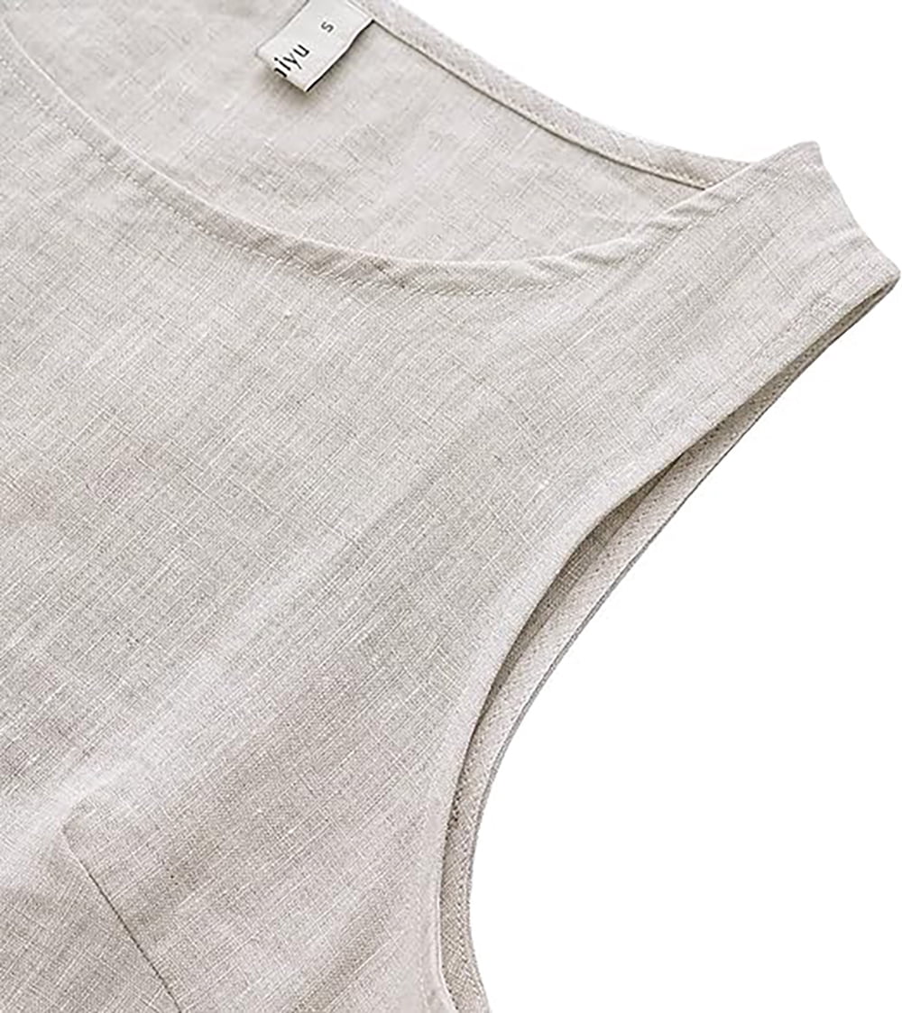 thumbnail image 7 of Amazhiyu Womens Linen Sleeveless Shift Dress with Pockets Crew Neck Casual Tank Dress, 7 of 7