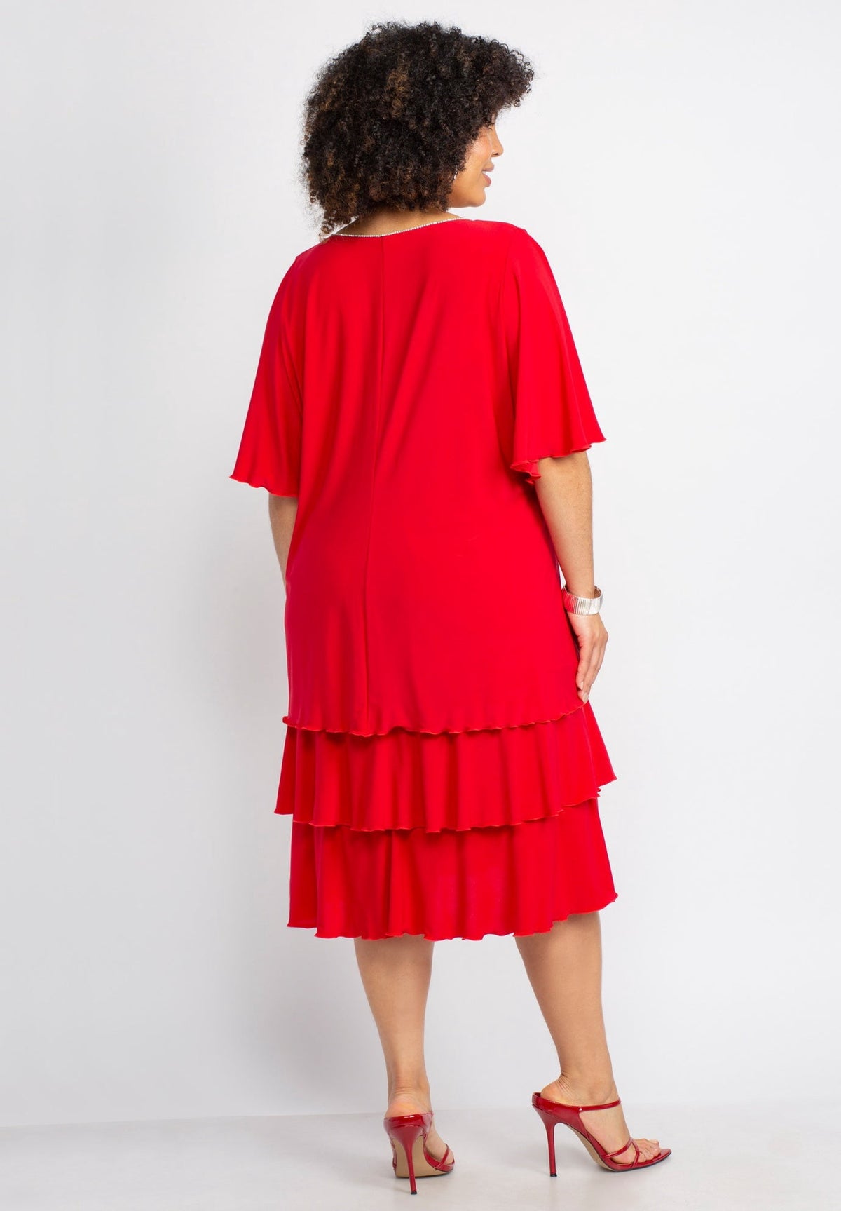 thumbnail image 2 of Catherines Women's Plus Size Embellished Keyhole Midi-Tier Dress, 2 of 3