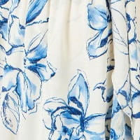 thumbnail image 5 of Yumi Floral Print Bardot Midi Dress - White, 4, 5 of 5