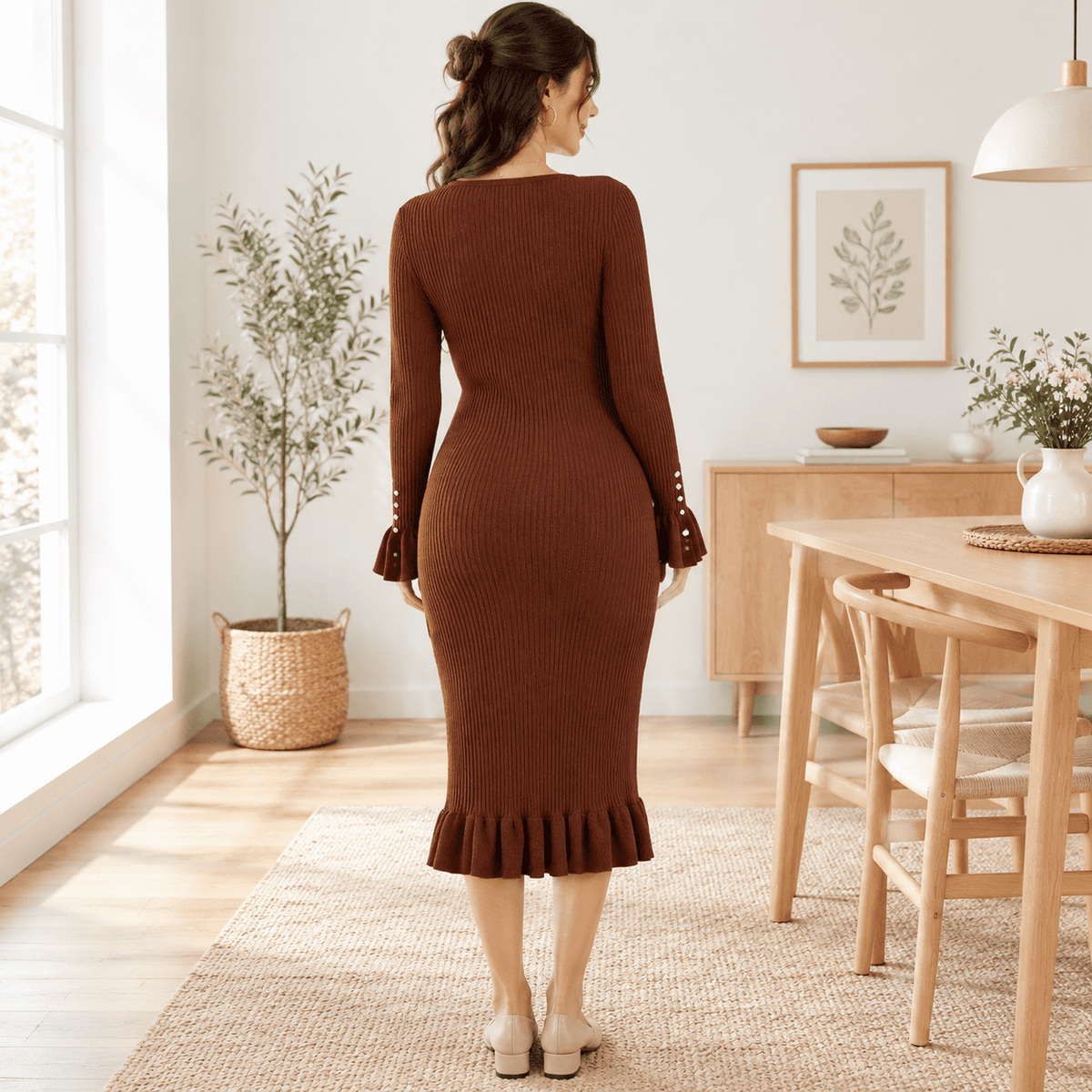 thumbnail image 6 of Maternityer Dress Long Sleeve Ruffle Knit Shower, 6 of 6