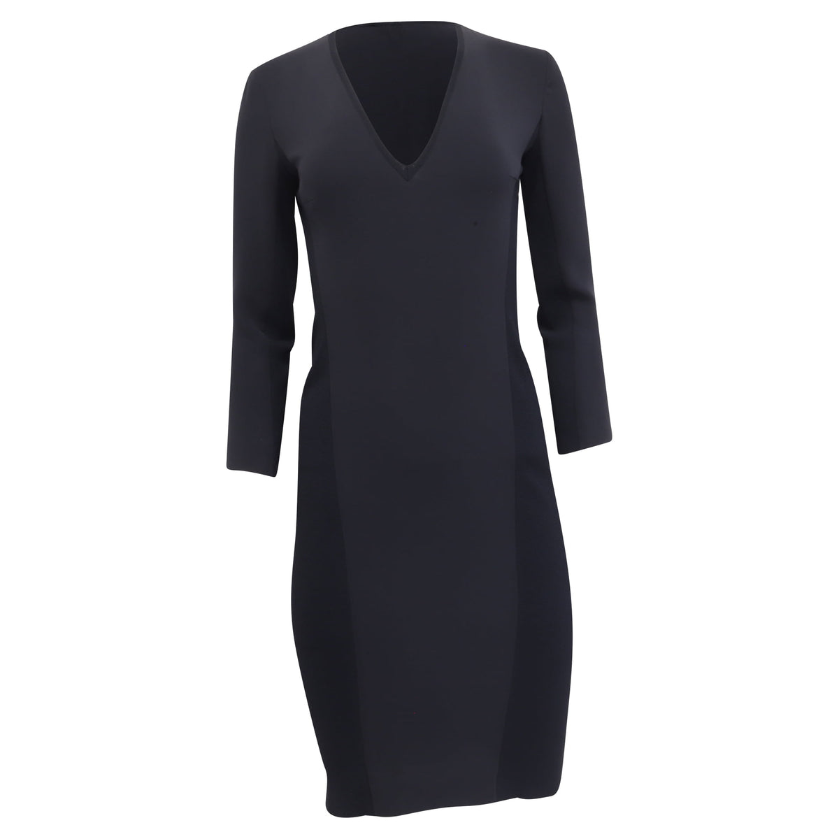 thumbnail image 1 of Pre-Owned Max Mara V-Neck Long Sleeve Mini Fitted Dress in Navy Blue Triacetate, 1 of 5