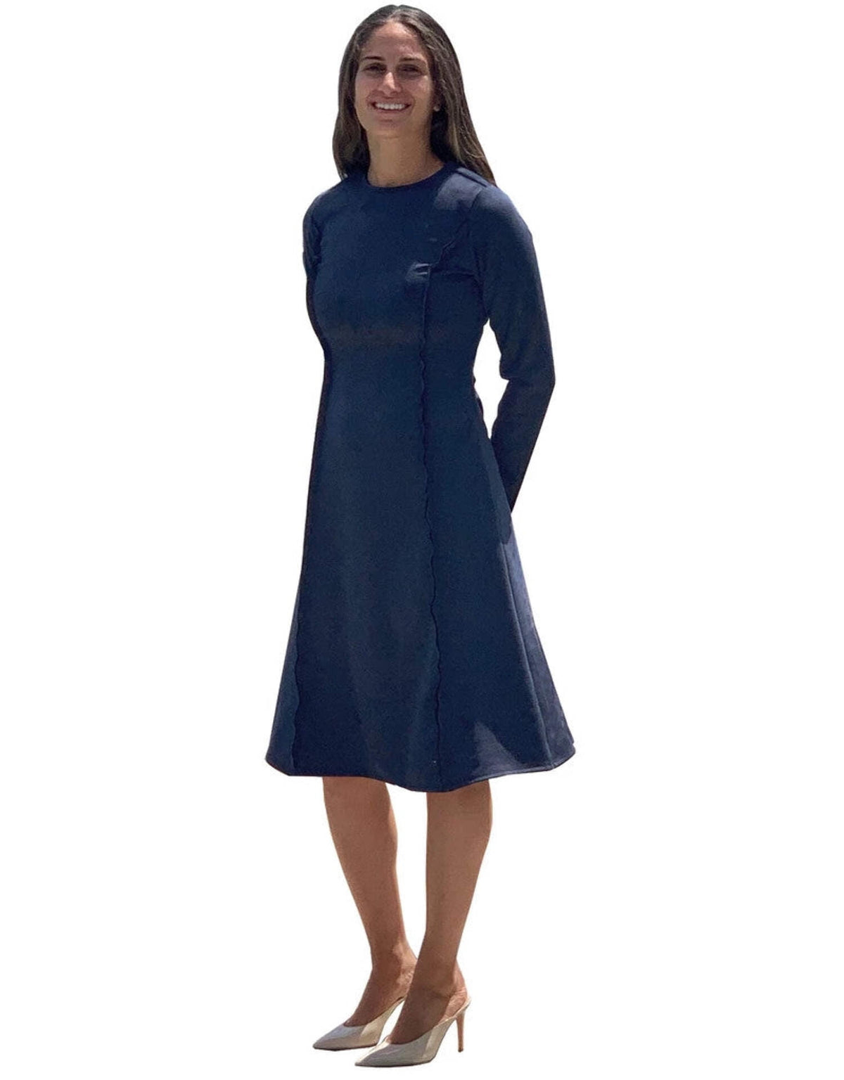 thumbnail image 2 of Baby'O Womens Raw Edge Seam Techno Suede Dress, 2 of 3