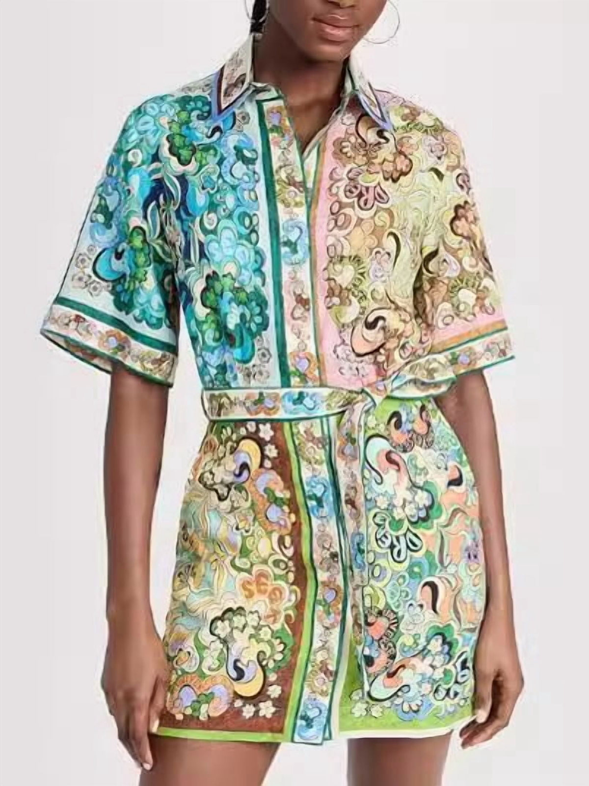 thumbnail image 3 of 2026 New Floral Print Tie-Waist Short-Sleeve Dress for Women, 3 of 6