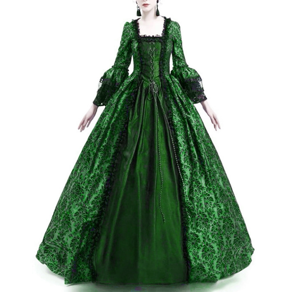 thumbnail image 3 of SCSAlgin Victorian Dress for Women 1800S Medieval Renaissance Dresses Corset Flare Sleeve Dress Cocktail Party Ball Gown, 3 of 6