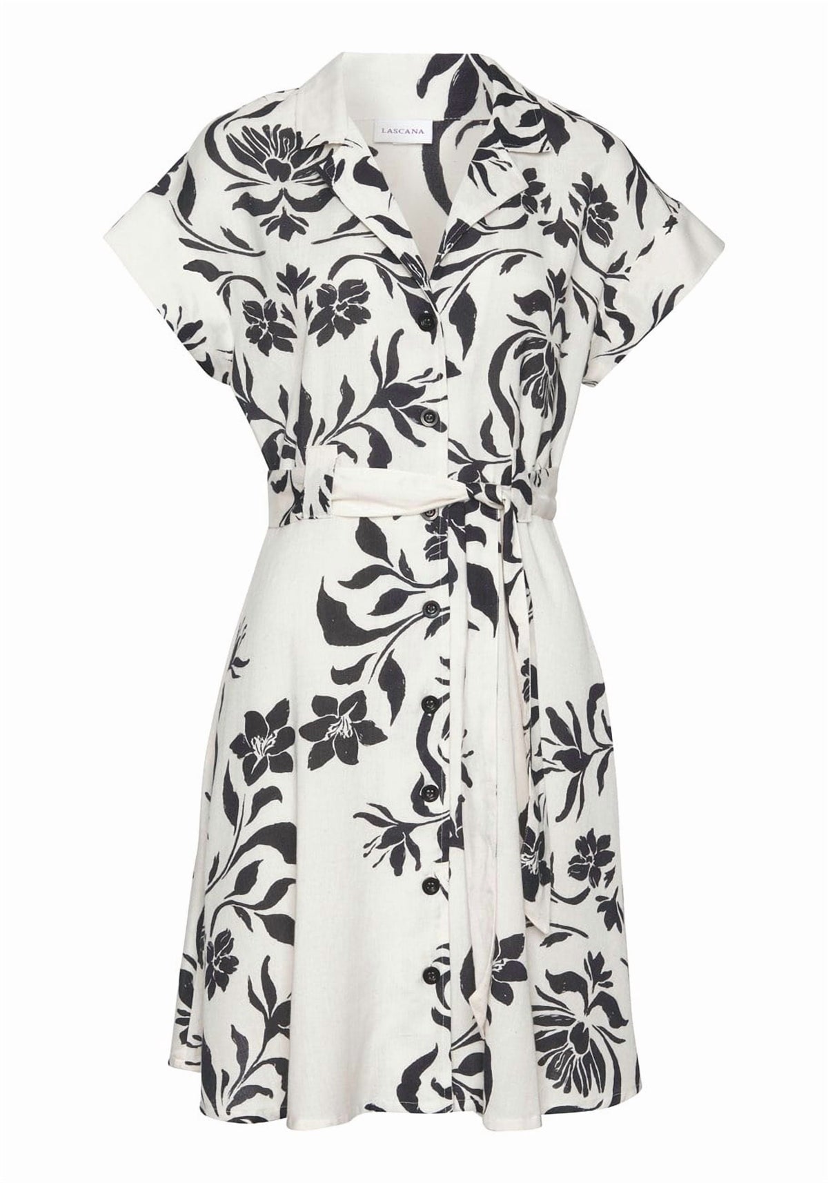 thumbnail image 4 of LASCANA Women's Belted Shirt Dress Flower, 4 of 5