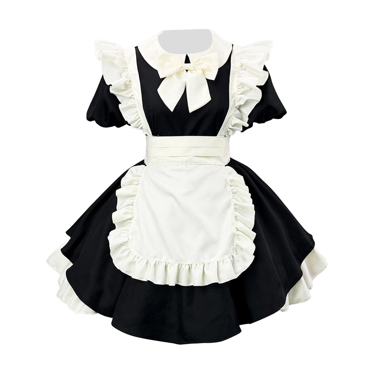 thumbnail image 2 of Karymi Sundress Outfit Mini Dress Set, Peter Pan Collar Bow Ruffle Puff Short Sleeve Apron Dress Costume for Party Easter Dresses for Women 2026, 2 of 8