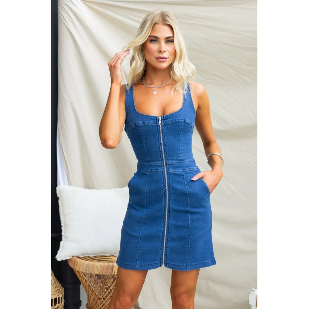 thumbnail image 5 of Spring/Summer Casual Slim Fit Denim Sleeveless Dress for Women, 5 of 5