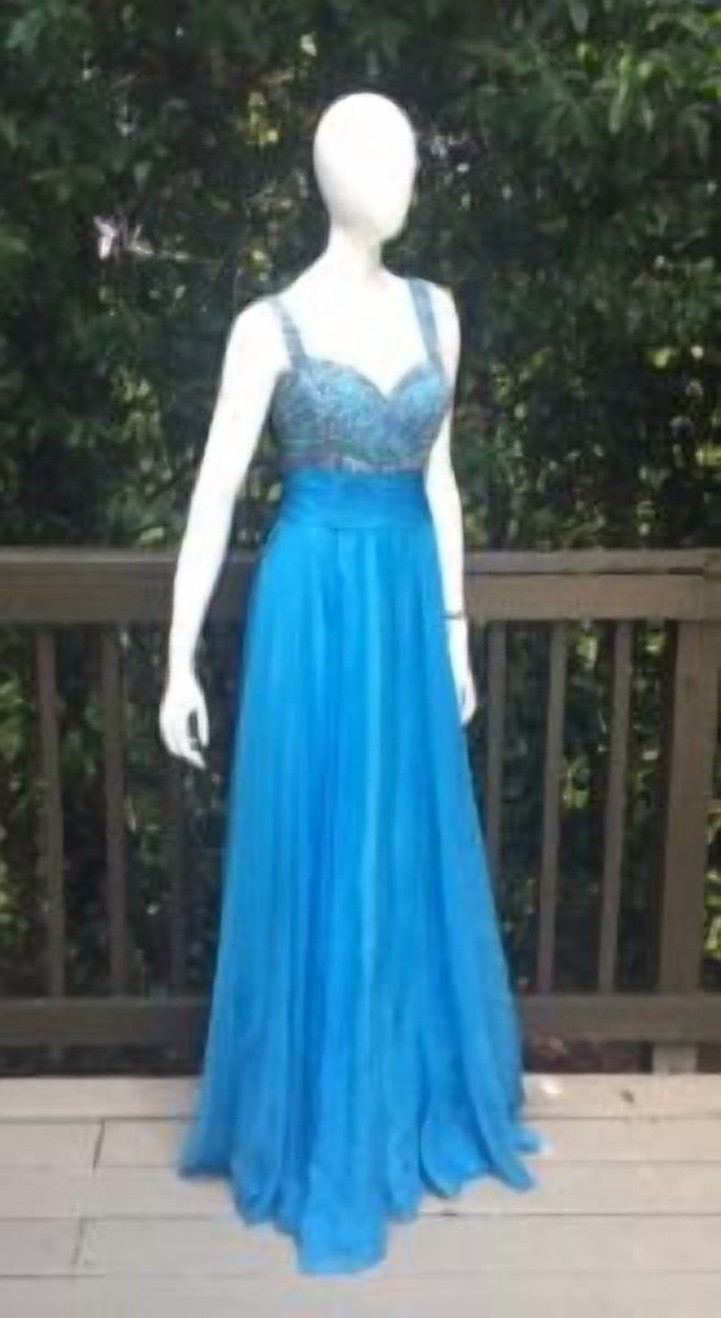 thumbnail image 2 of Sky Blue Ball Gown Dress with Scarf, 2 of 4