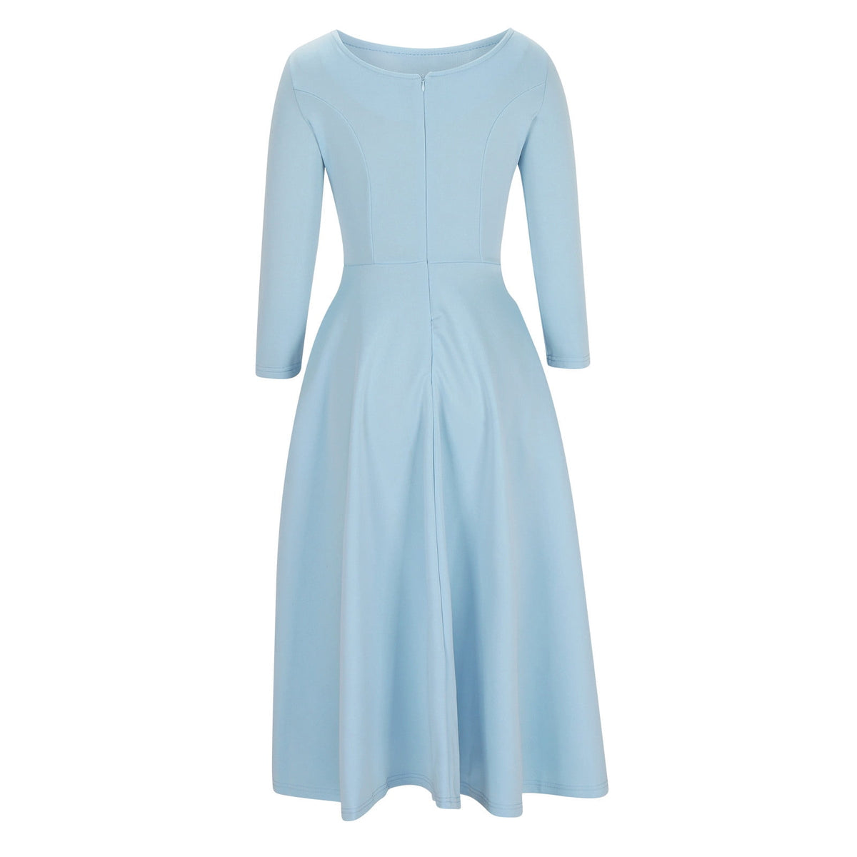 thumbnail image 4 of Oplxuo Women's Elegant Long Sleeve Swing Midi Evening Dress for Work Party with Pockets, 4 of 5