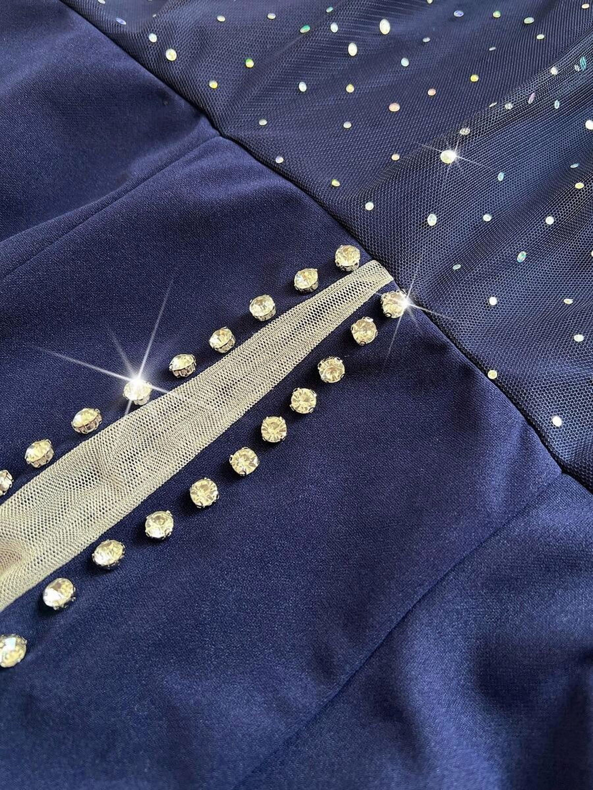 thumbnail image 7 of Plus Size Blue Strapless Starry Sky Rhinestone Evening Gown, 7 of 7