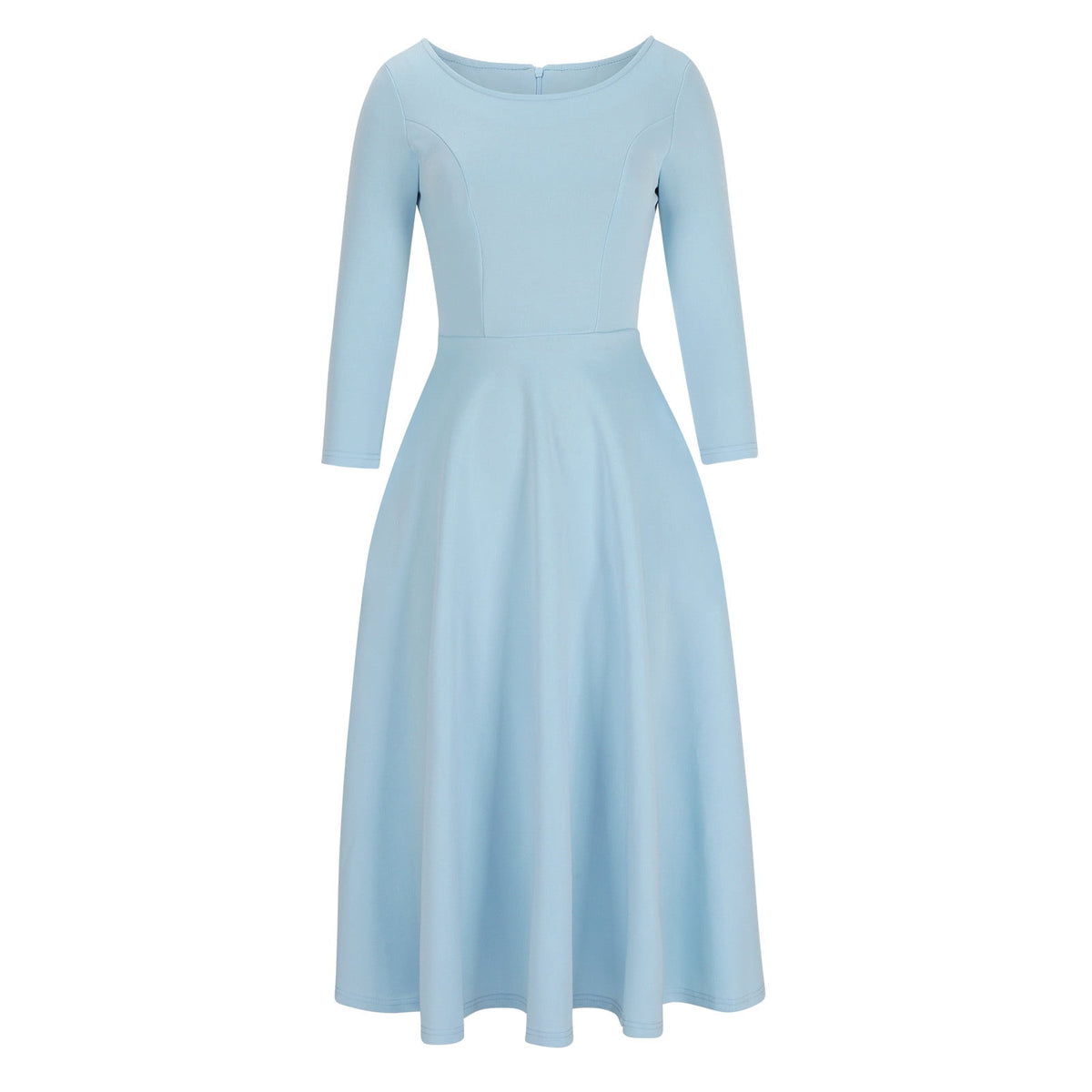 thumbnail image 3 of Oplxuo Women's Elegant Long Sleeve Swing Midi Evening Dress for Work Party with Pockets, 3 of 5