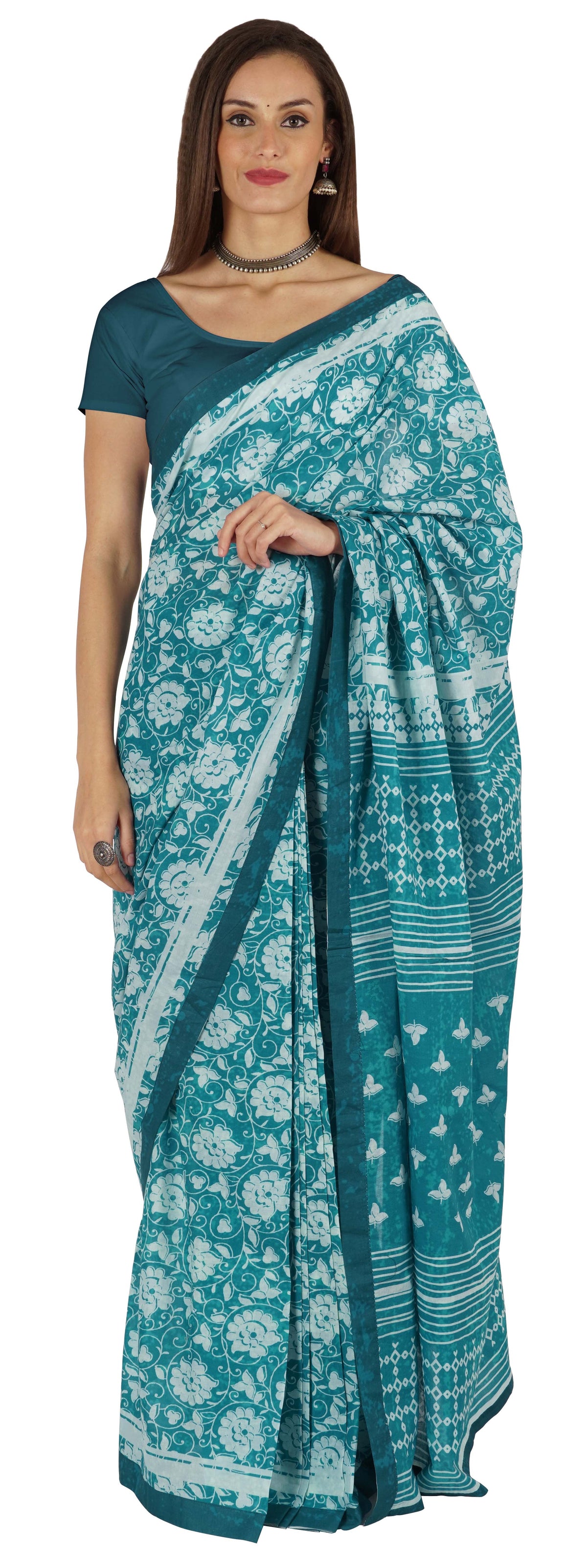 thumbnail image 1 of Atasi PrintedCotton FloralSareeFor WomensTraditional Indian WearSareeWith Stitched Blouse, 1 of 1