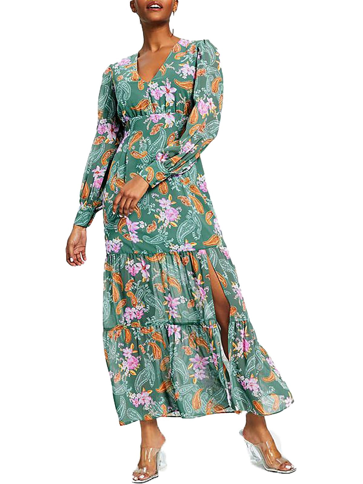 thumbnail image 1 of Bar III Womens Petites Chiffon Floral Maxi Dress, 1 of 1