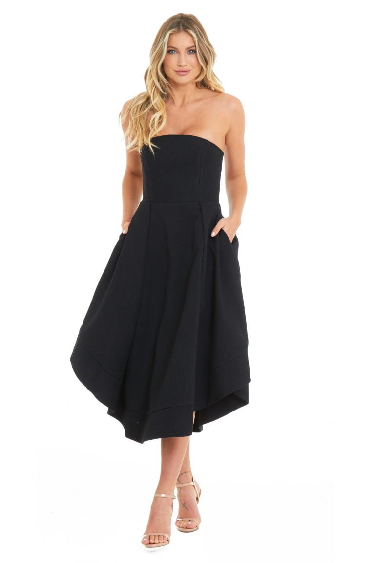 thumbnail image 1 of C/MEO Collective BLACK Women's Making Waves Strapless Dress US XS, 1 of 9