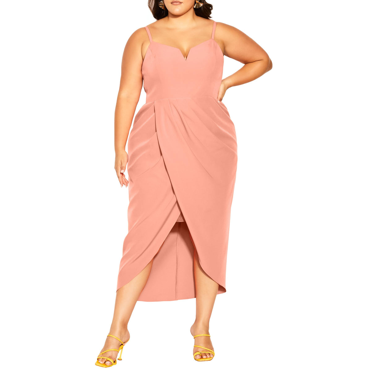 thumbnail image 1 of City Chic Women's Apparel Women's City Chic Plus Size Dress Sassy V FF, Melon, 1 of 1