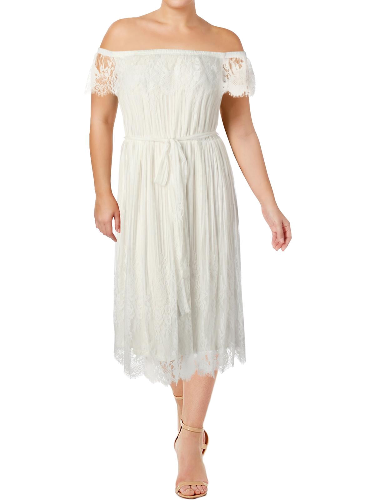 thumbnail image 1 of City Chic Womens Plus Off-The-Shoulder Lace Party Dress, 1 of 2