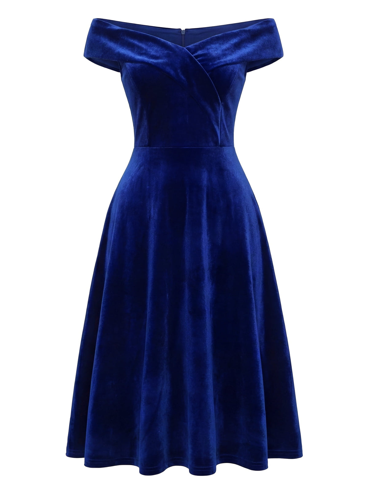 thumbnail image 1 of DARING DIVA Women's Velvet Off the Shoulder Cocktail A-Line Dress XL Royal Blue, 1 of 6