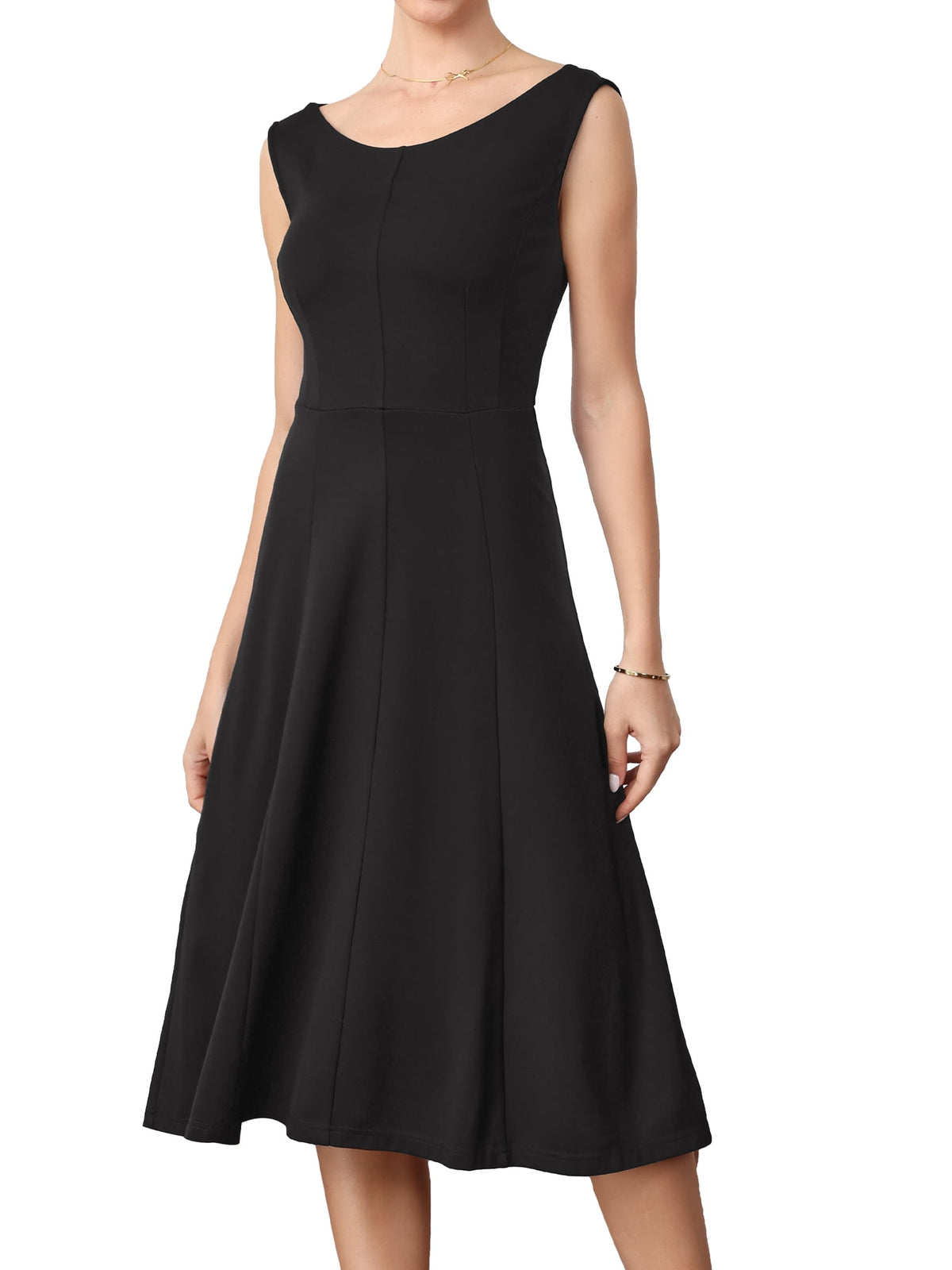 thumbnail image 1 of DARING DIVA Women's Midi Sleeveless Casual Dress for Work Office XS Black, 1 of 6