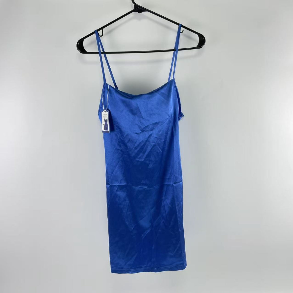 thumbnail image 1 of Edoyixs Dresses,Women's Satin Sleeveless Spaghetti Strap Mini Dress Sexy Slip Cowl Neck Silky Cocktail Party Dresses（L）, 1 of 11