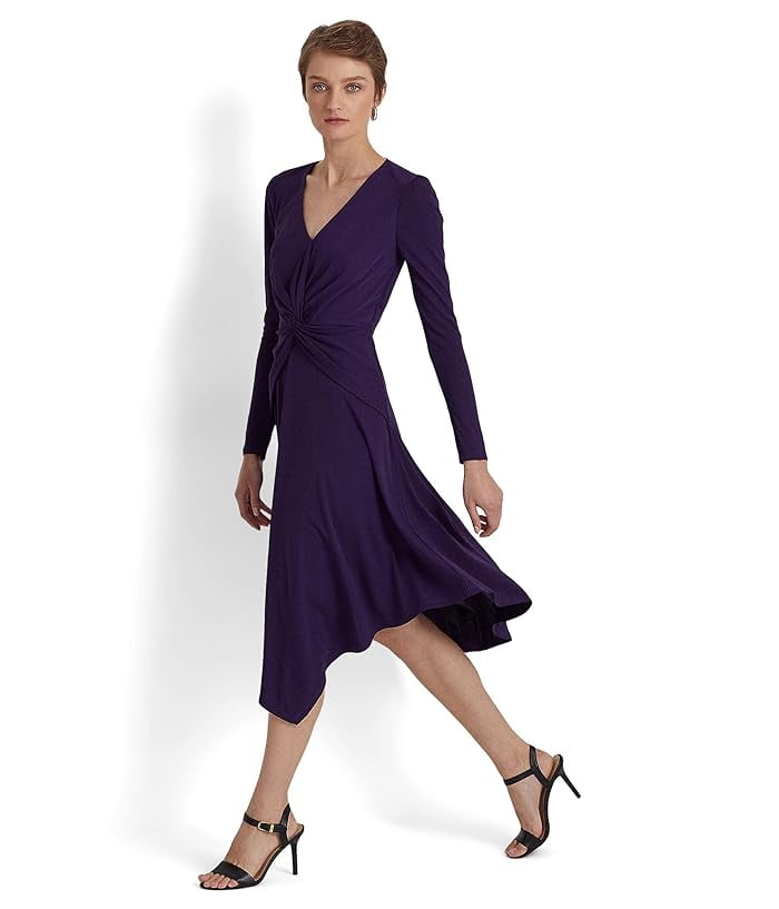 thumbnail image 1 of LAUREN Ralph Lauren Twist-Front Jersey Purple Dress 6, 1 of 1