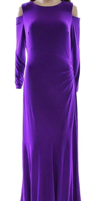 thumbnail image 1 of Lauren Ralph Lauren Women's Sheath Cold-Shoulder Dress Purple 18, 1 of 4