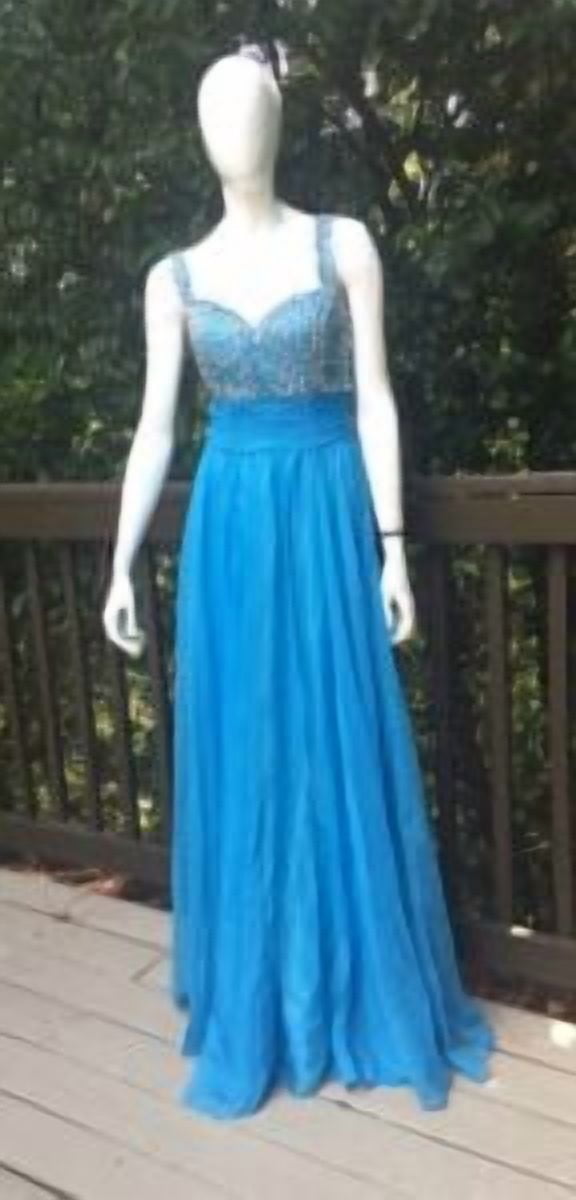 thumbnail image 1 of Sky Blue Ball Gown Dress with Scarf, 1 of 4