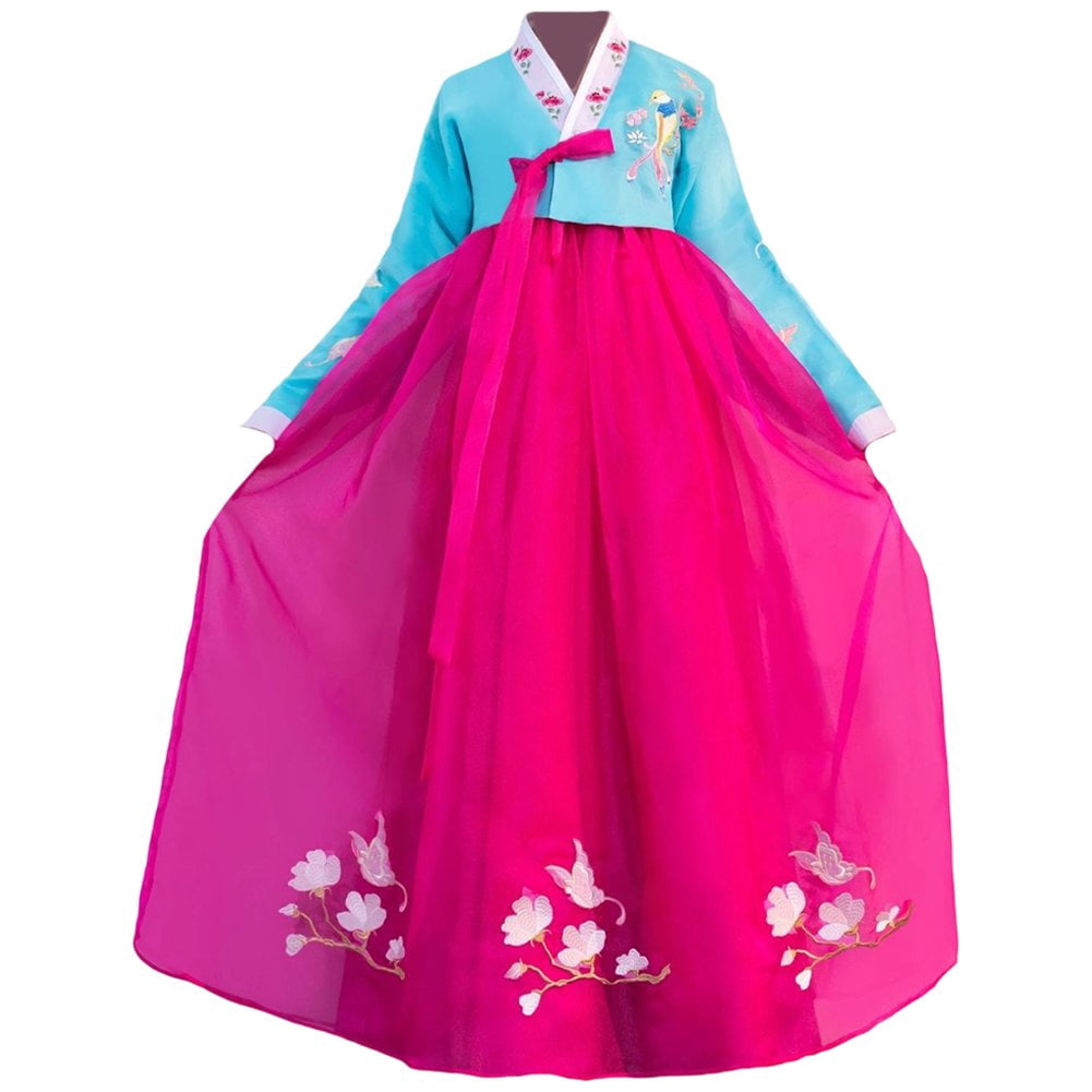 thumbnail image 1 of Slccxzc Women's Traditional Korean Hanbok Dress, Floral Embroidery Palace Wedding Accessories, 1 of 7
