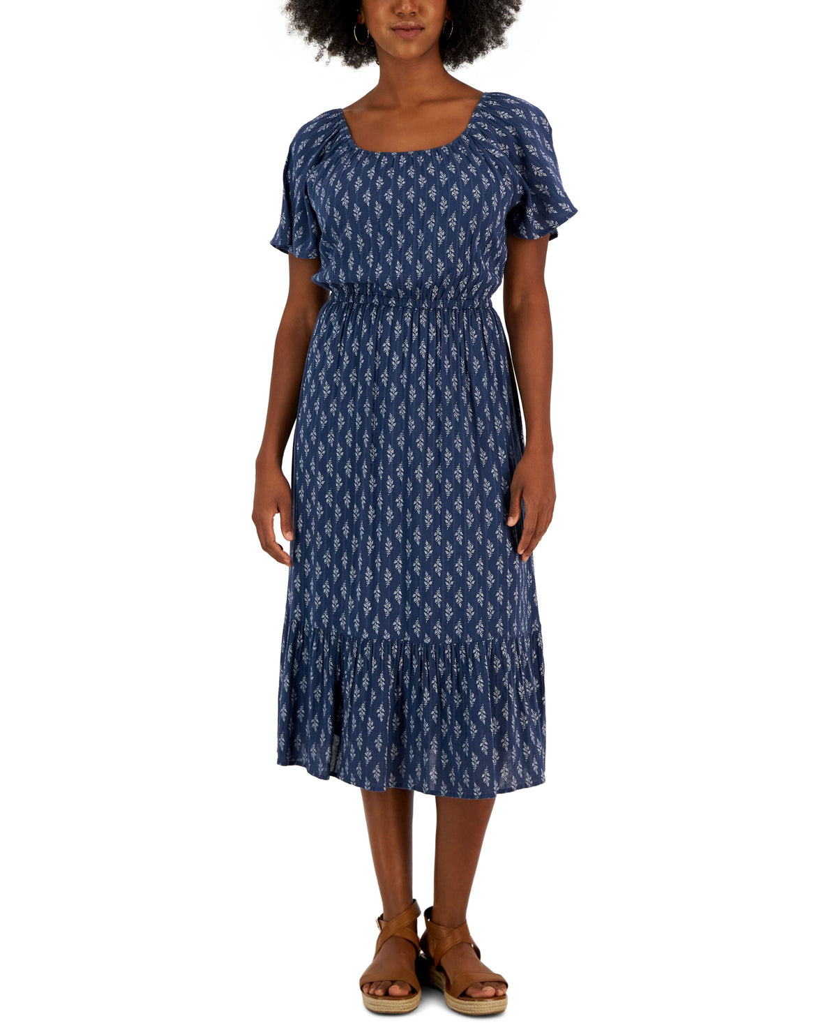 thumbnail image 1 of Style & Co Plus Size Printed On Off Ruffle Hem Dress Tropical Punch 2X, 1 of 1